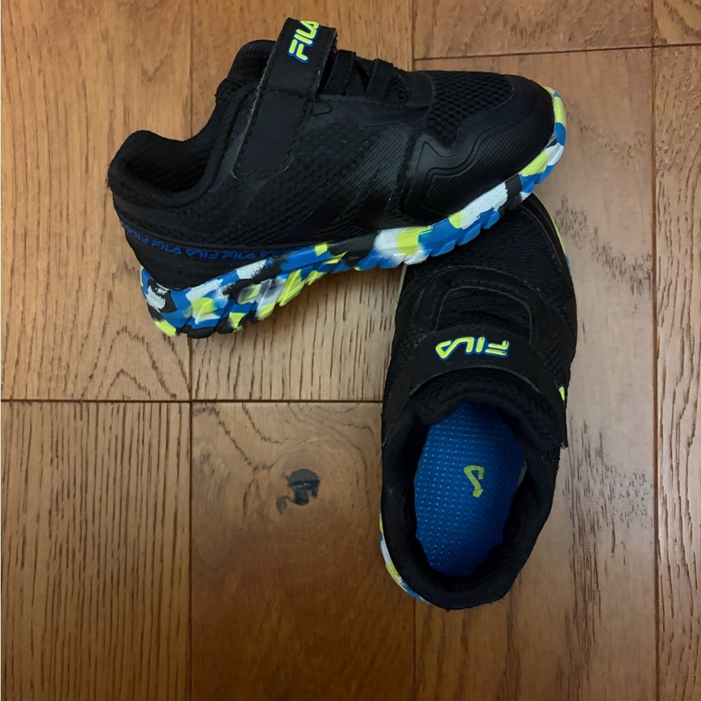 Fila Kids Black and Neon Sneakers